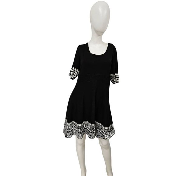 Nina Leonard Black and White Midi Dress - Picture 2 of 10